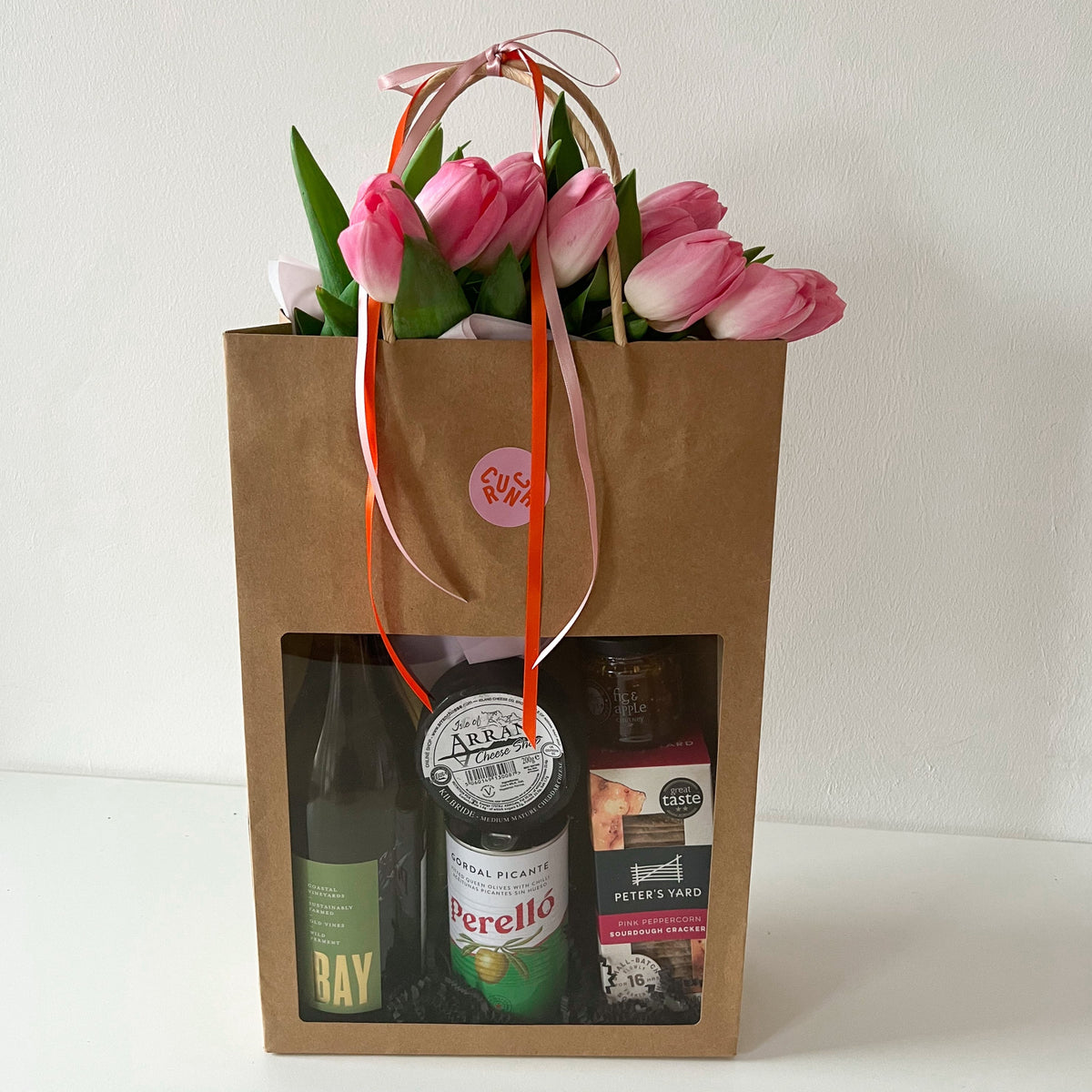 Wine, Cheese and Tulip Gift Bag