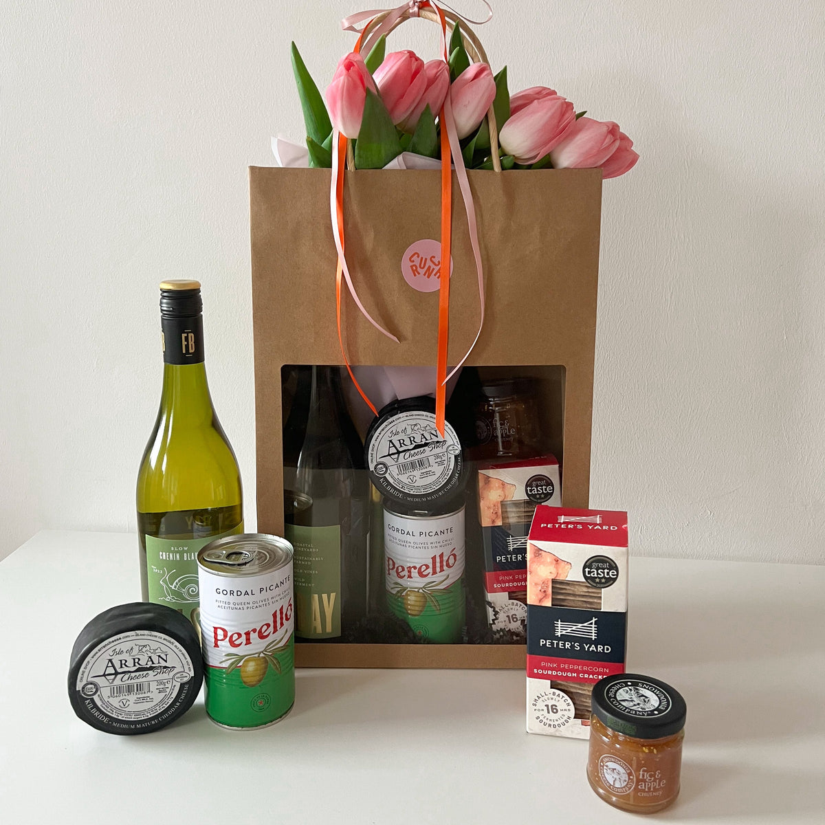 Wine, Cheese and Tulip Gift Bag