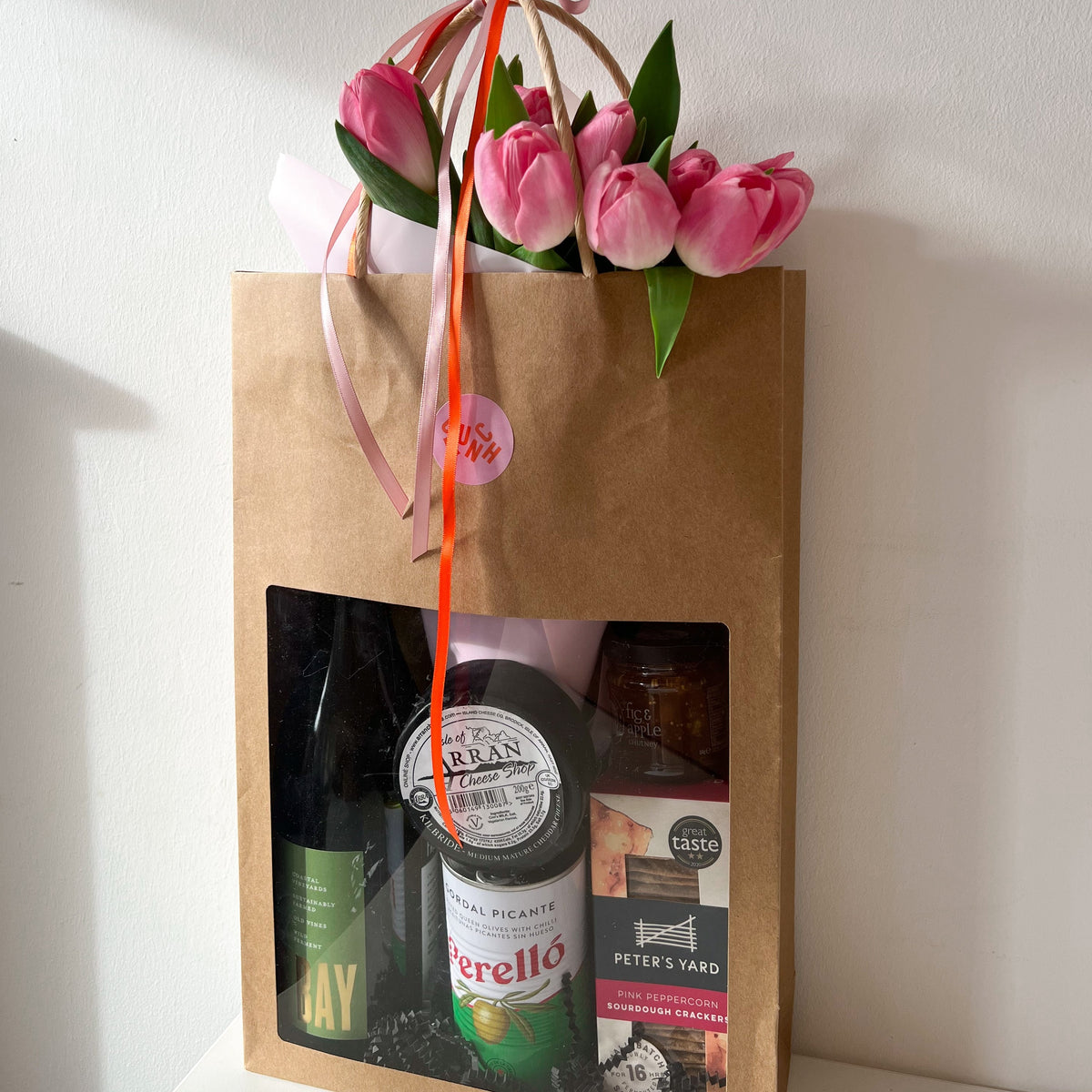 Wine, Cheese and Tulip Gift Bag